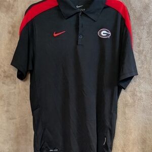Nike Black Polo with Red Shoulder Panels and Red Swoosh